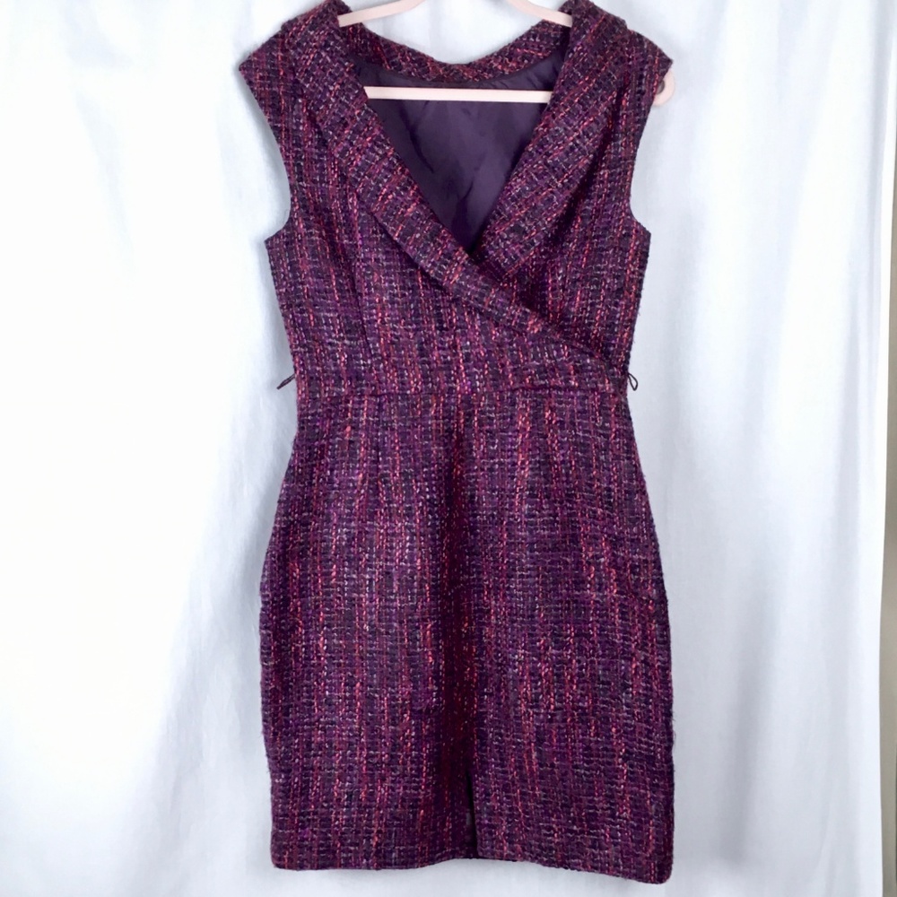 Trina Turk Purple Wool Blend Tweed Dress